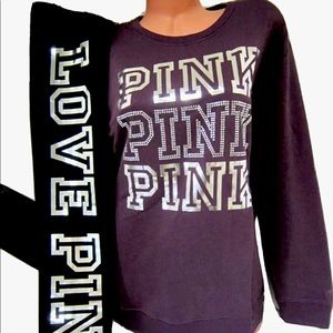 NEW VICTORIAS SECRET PINK BLING PULLOVER SWEATSHIRT RARE RHINESTONES VTG NWT